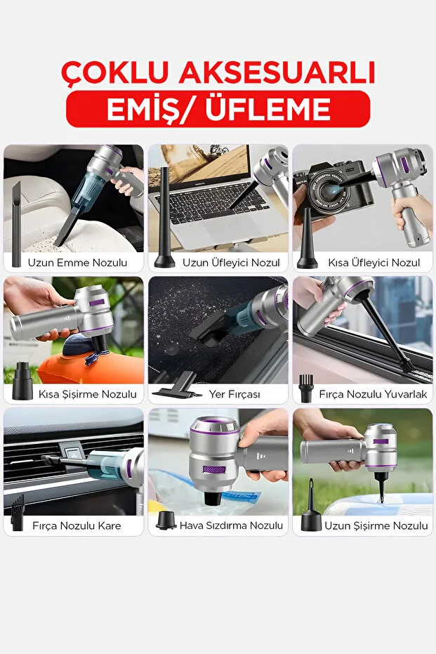 20.000 PA Araç Süpürgesi | Üflemeli Güçlü Vakumlu Oto Temizlik - Görsel 2