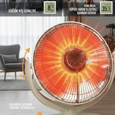 1000W Güneş Karbon Seramik Isıtıcı | Vantilatör Tipi Tasarruflu Isıtıcı