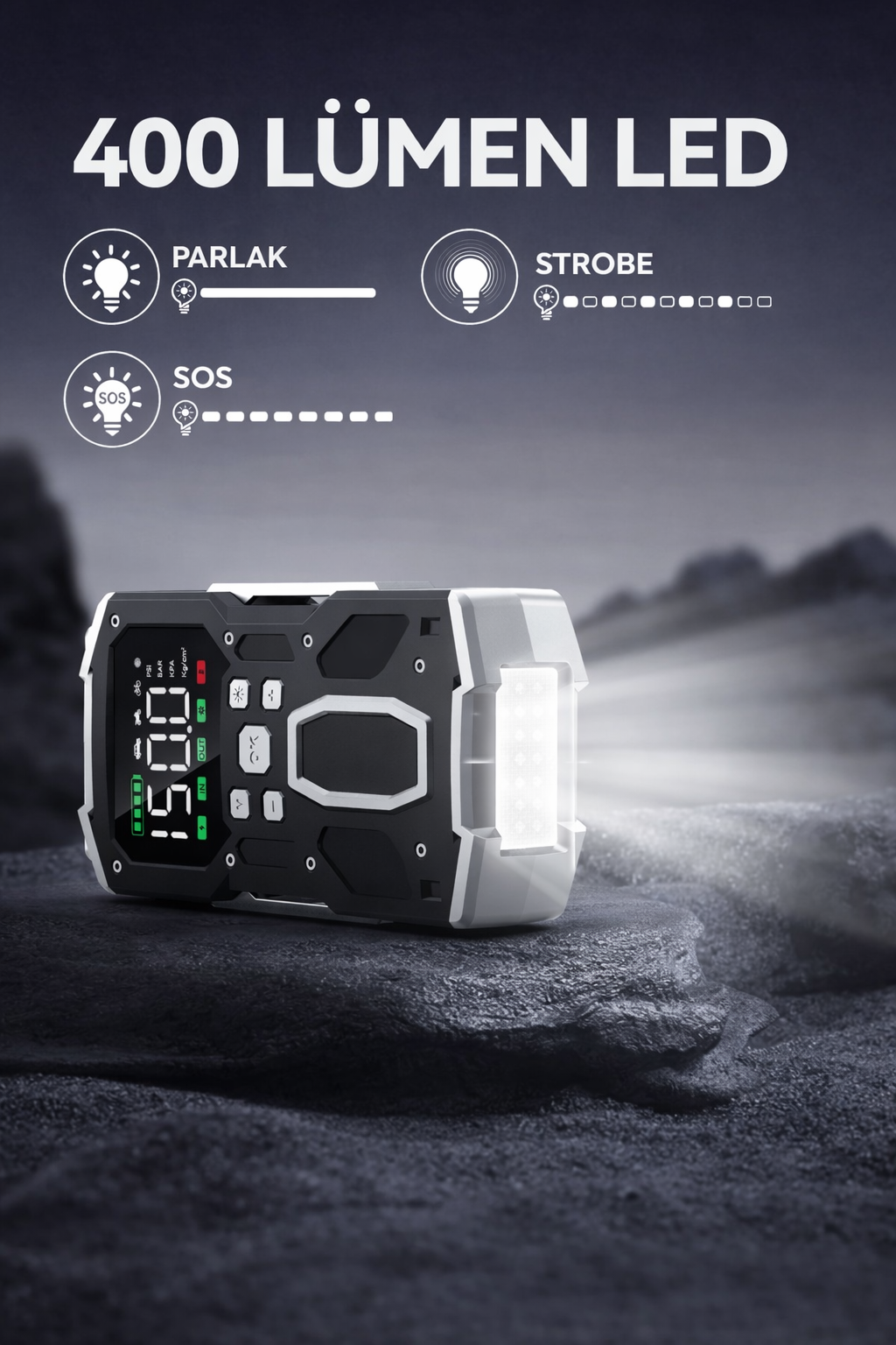 Akü Takviye ve Hava Kompresörü 26.800 mAh | Güçlü Jump Starter 7000a - Görsel 9